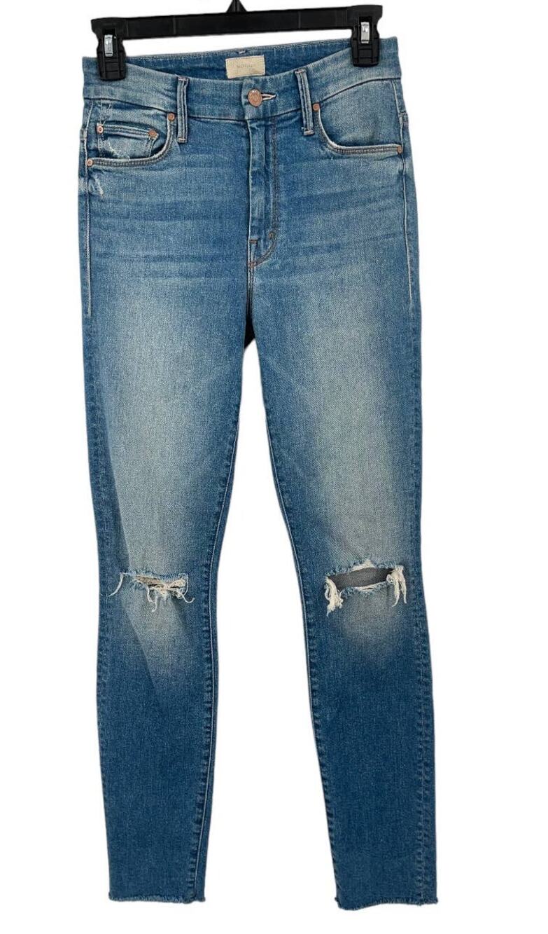 Mother jeans High Waisted Looker skinny ankle fray blue size 24